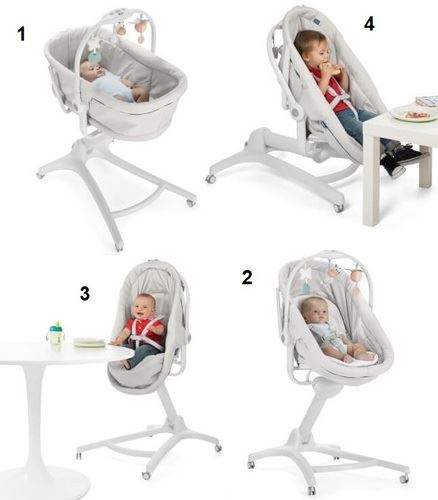 עריסה+טרמפולינה+כסא אוכל- בייבי האג Chicco