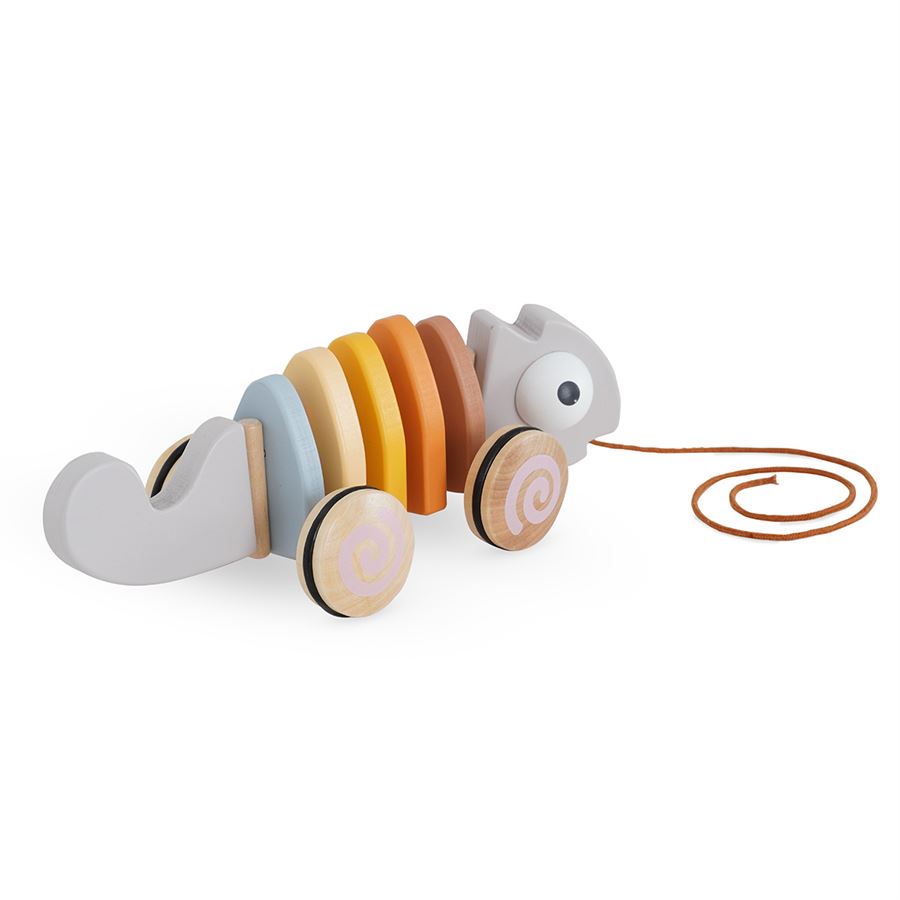 משוך את הזיקית מעץ - ‏‏‏‏Wooden Pull Along Chameleon
