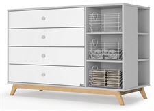 שידת החתלה רחבה במיוחד לתינוק שובל עם אכסון צד עשויה MDF בציפוי מלמין - לבן/אפור/טבעי רהיטי סגל בייבי בון