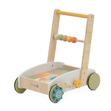 הליכון עגלת קוביות מעץ - ‏‏‏‏Wooden Baby Walker with Blocks בייבי בון